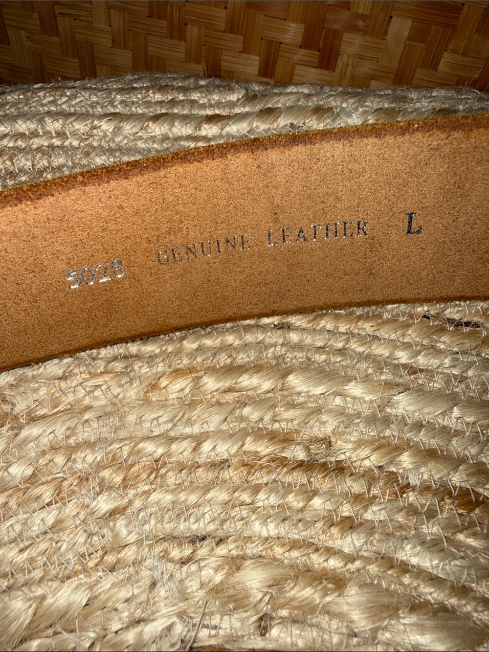 Genuine Leather Double Ring Belt Cognac Brown Brass Buckle Size L - Picture 5 of 8